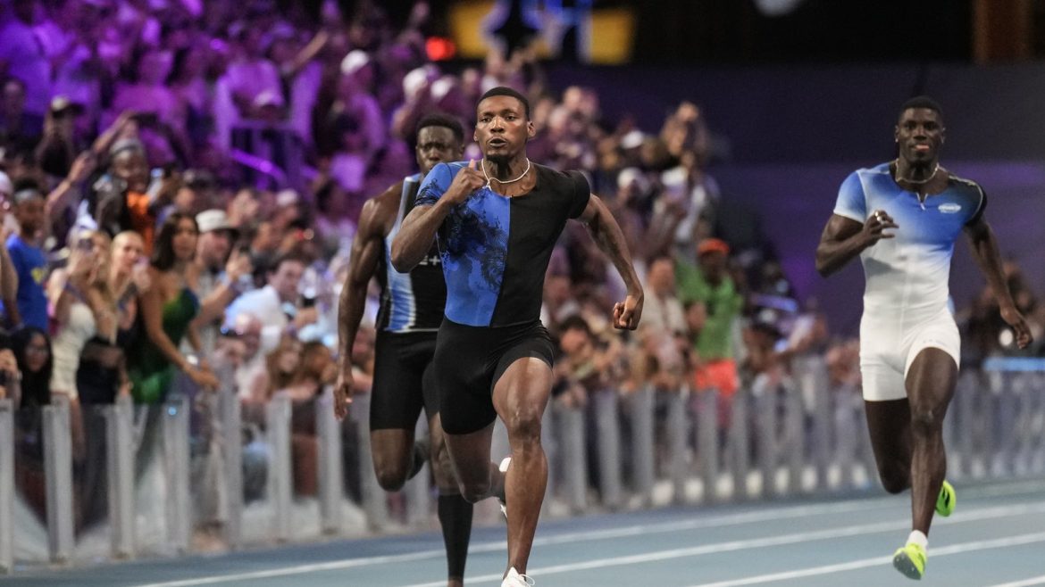 Enhanced Games: Fred Kerley wins 100m with 9.97 that would have seen him finish last at 2024 Olympics | Athletics News