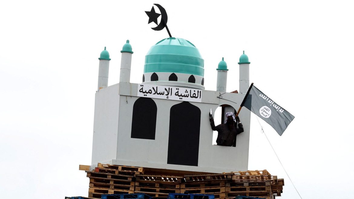 Mosque replica on bonfire condemned as act of 'vile' racial hatred